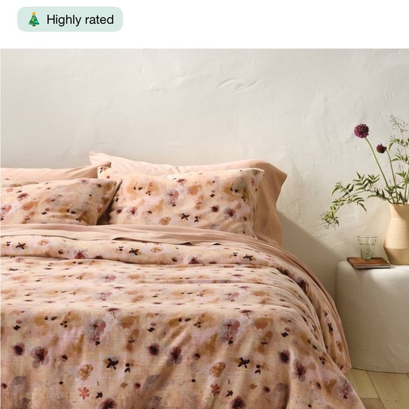 Casaluna Linen Blend Duvet Cover Set - Brown Floral - Picture 11 of 14